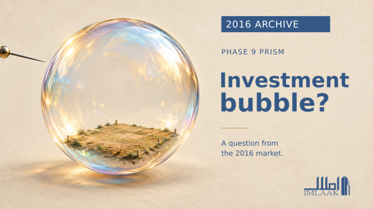 Conceptual land inside a fragile bubble illustrating the Phase 9 Prism investment-bubble question from the 2016 archive.