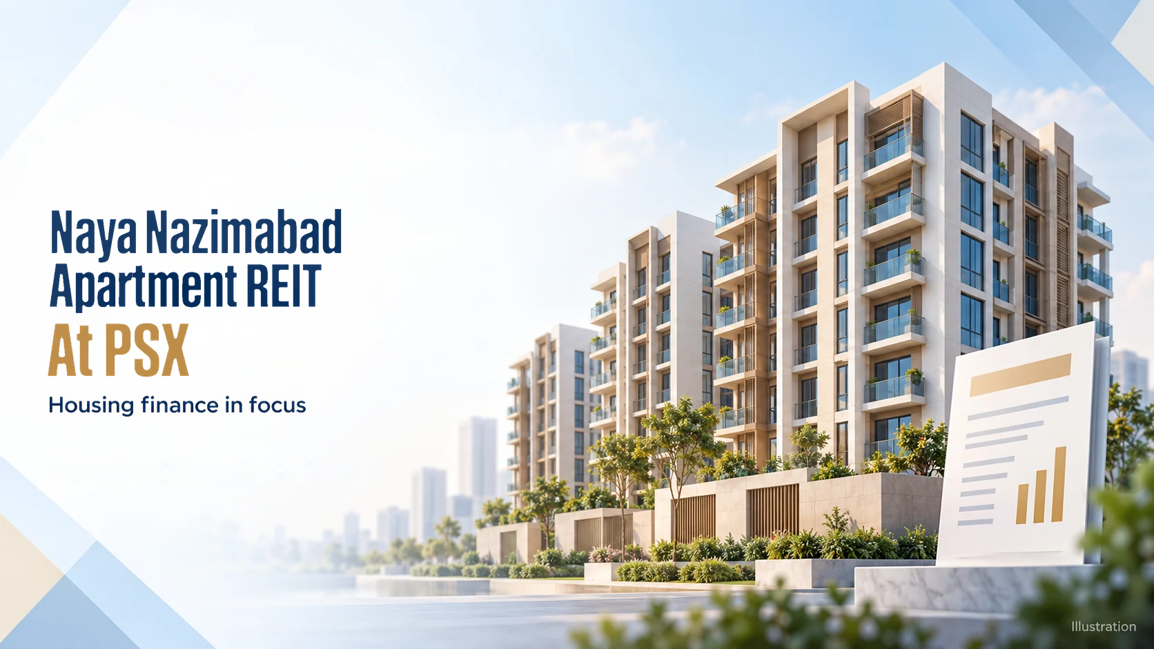 Illustration of apartment buildings for the Naya Nazimabad REIT PSX ceremony news update