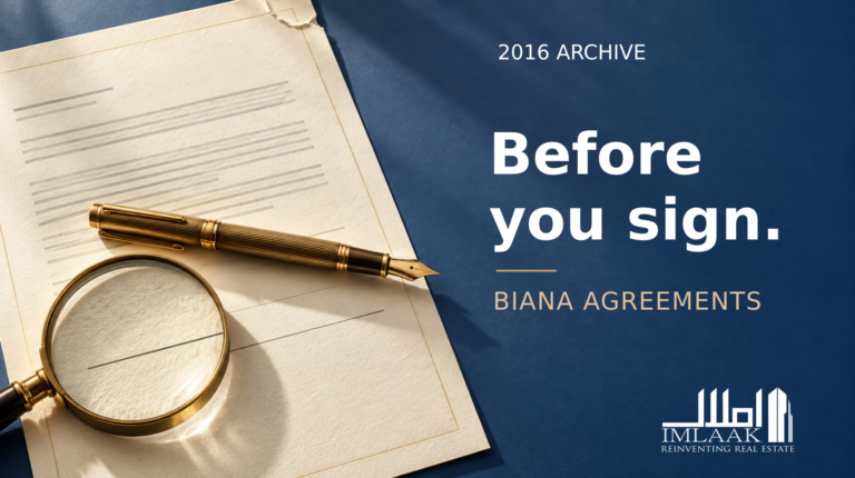 Biana agreement papers, pen and magnifying glass for a historical 2016 warning-signs article.