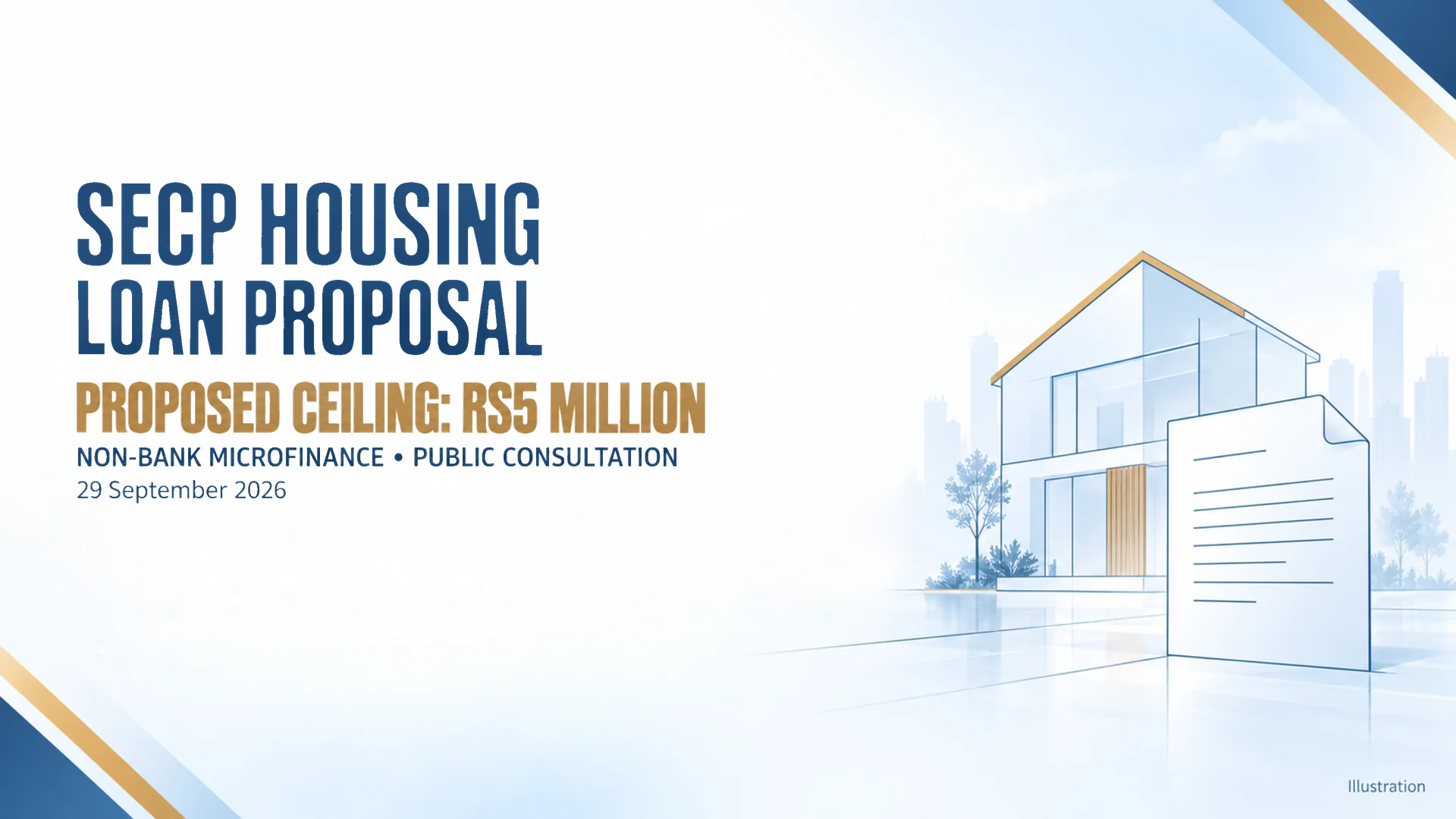 SECP housing loan proposal for a Rs5 million ceiling, shown with an illustrated home and document