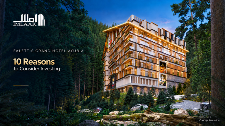 Imlaak thumbnail for 10 Reasons to Consider Investing in Falettis Grand Hotel Ayubia, showing a concept illustration of the proposed forest-side hotel.