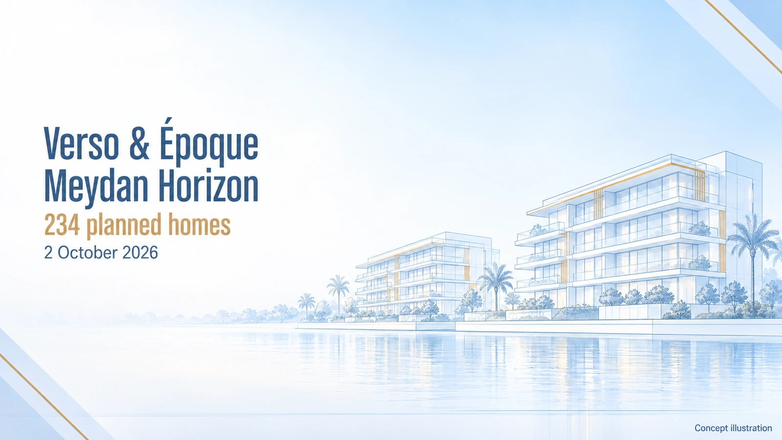 Concept illustration of residential buildings for the Verso and Époque launch in Dubai’s Meydan Horizon