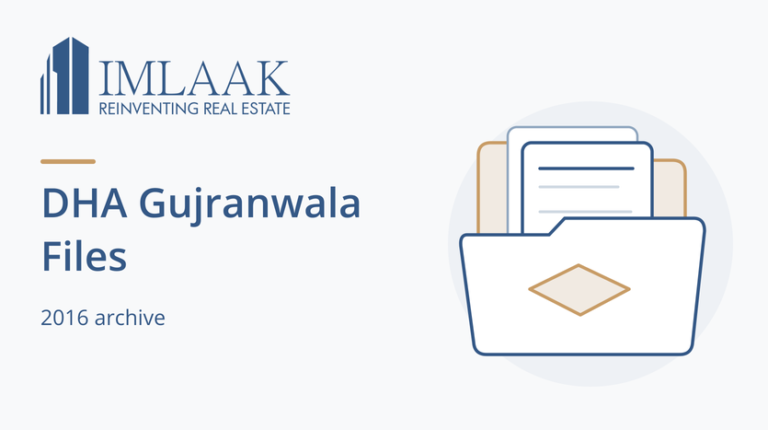 DHA Gujranwala Files, 2016 archive. A folder and documents with a symbolic plot outline.