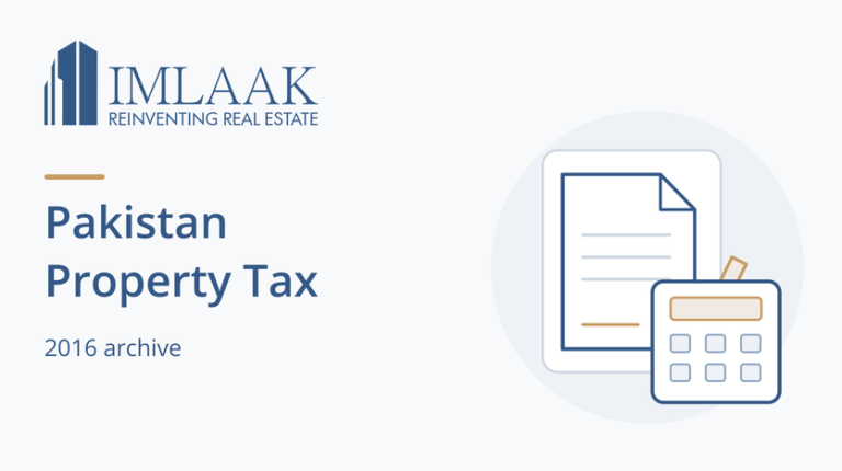 Pakistan Property Tax. 2016 archive. Property document and calculator.