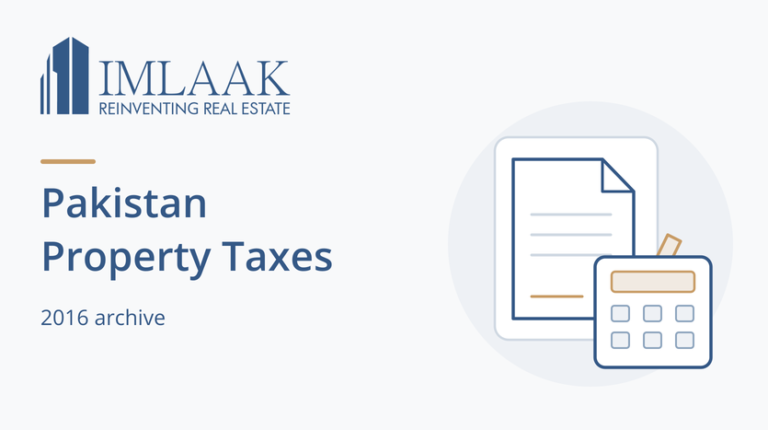 Pakistan Property Taxes. 2016 archive. Property document and calculator.
