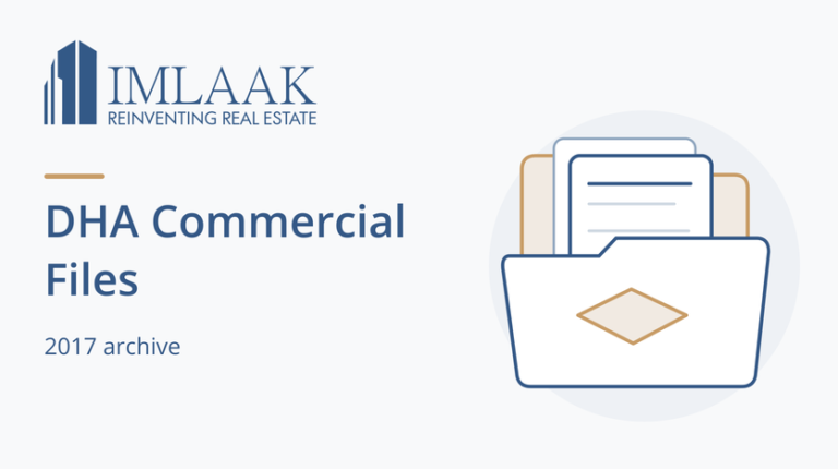 DHA Commercial Files. 2017 archive. Folder and documents with a symbolic plot outline.