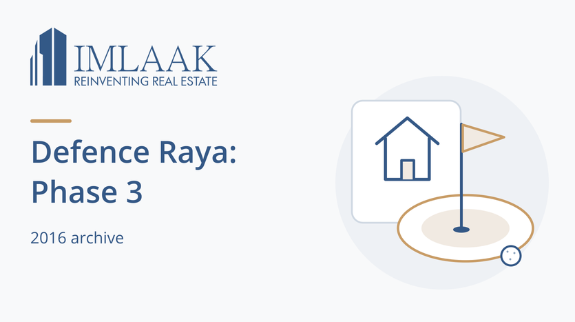 Defence Raya: Phase 3. 2016 archive. Symbolic house, golf flag and golf ball.